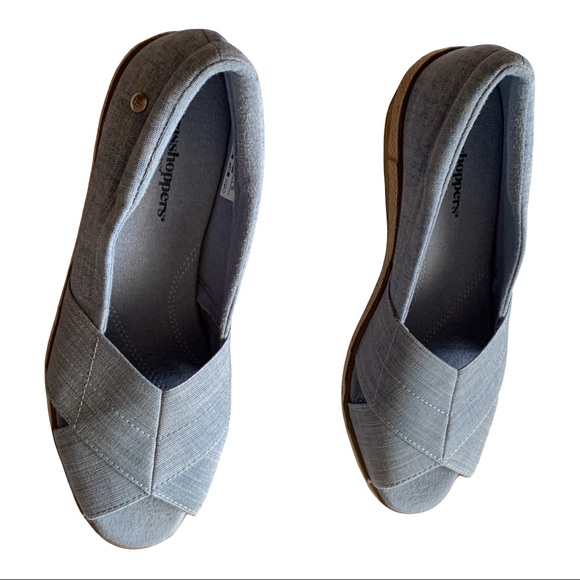 Grasshopper Women’s  Blue Denim Peach Open Toe Canvas Flat , Size 8 - Picture 2 of 15